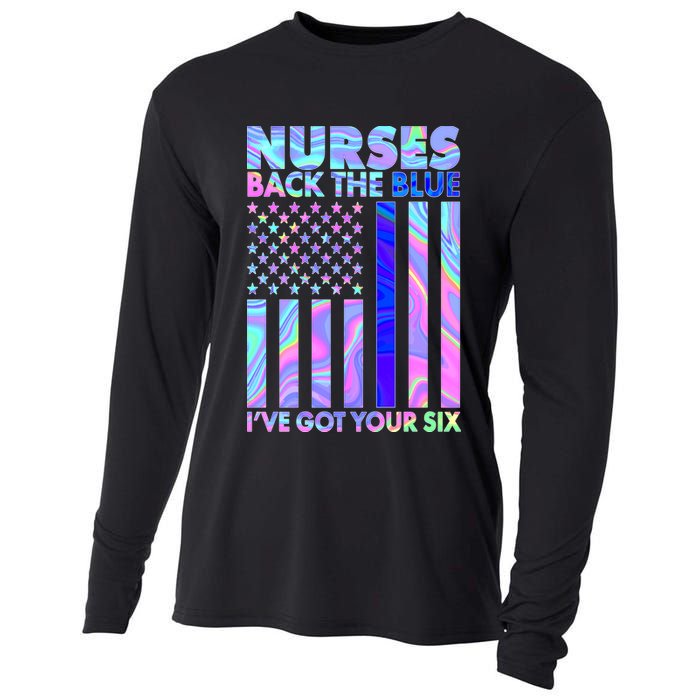 Nurses Back the Blue I've Got Your Six US Flag Cooling Performance Long Sleeve Crew