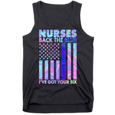 Nurses Back the Blue I've Got Your Six US Flag Tank Top