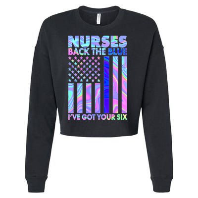 Nurses Back the Blue I've Got Your Six US Flag Cropped Pullover Crew