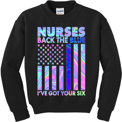 Nurses Back the Blue I've Got Your Six US Flag Kids Sweatshirt