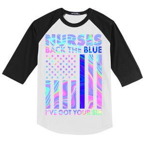 Nurses Back the Blue I've Got Your Six US Flag Kids Colorblock Raglan Jersey