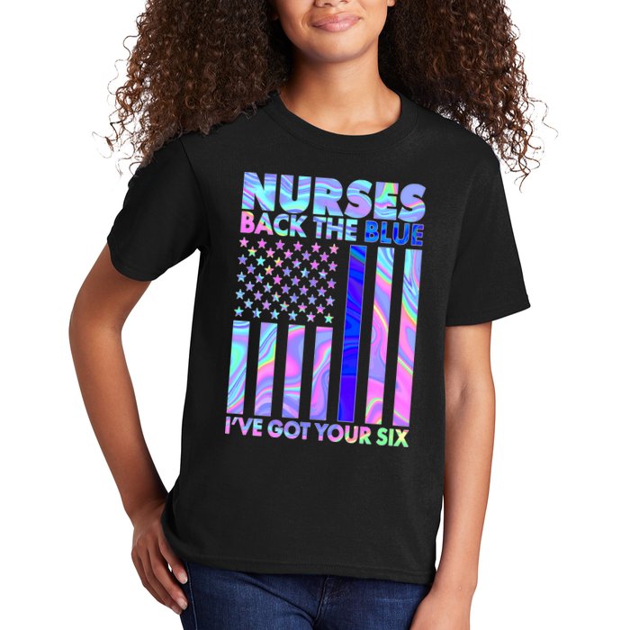 Nurses Back the Blue I've Got Your Six US Flag Kids T-Shirt