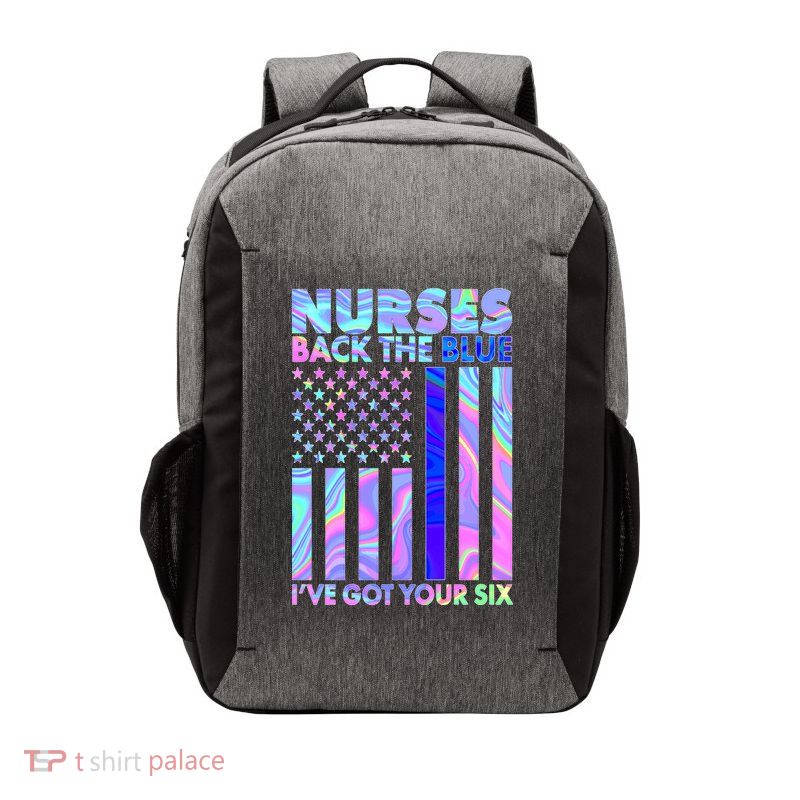 Nurses Back the Blue I've Got Your Six US Flag Vector Backpack