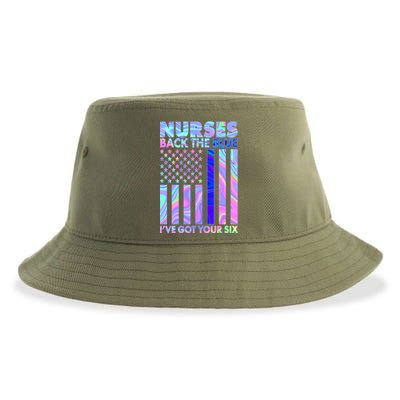 Nurses Back the Blue I've Got Your Six US Flag Sustainable Bucket Hat