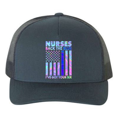 Nurses Back the Blue I've Got Your Six US Flag Yupoong Adult 5-Panel Trucker Hat