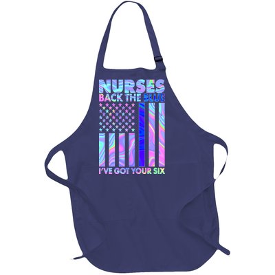 Nurses Back the Blue I've Got Your Six US Flag Full-Length Apron With Pockets