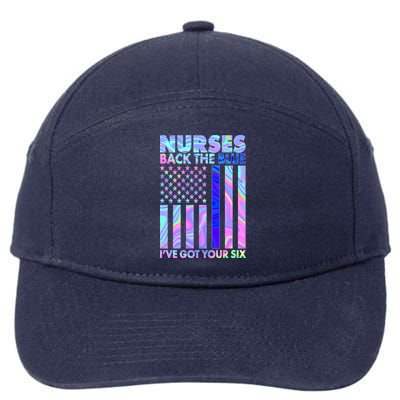 Nurses Back the Blue I've Got Your Six US Flag 7-Panel Snapback Hat