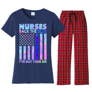 Nurses Back the Blue I've Got Your Six US Flag Women's Flannel Pajama Set