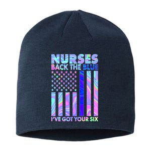 Nurses Back the Blue I've Got Your Six US Flag Sustainable Beanie