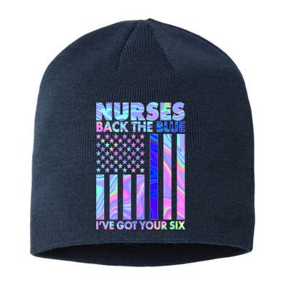 Nurses Back the Blue I've Got Your Six US Flag Sustainable Beanie