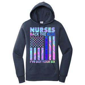 Nurses Back the Blue I've Got Your Six US Flag Women's Pullover Hoodie