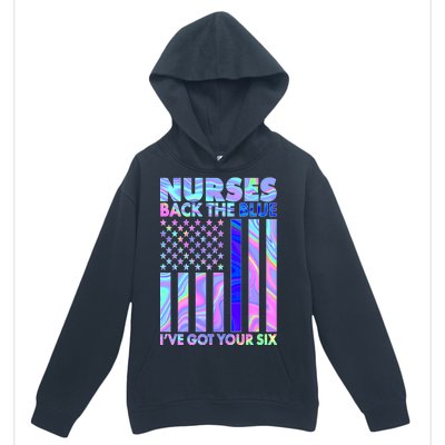 Nurses Back the Blue I've Got Your Six US Flag Urban Pullover Hoodie