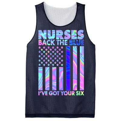 Nurses Back the Blue I've Got Your Six US Flag Mesh Reversible Basketball Jersey Tank