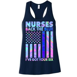 Nurses Back the Blue I've Got Your Six US Flag Women's Racerback Tank