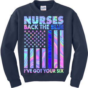 Nurses Back the Blue I've Got Your Six US Flag Kids Sweatshirt