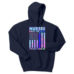 Nurses Back the Blue I've Got Your Six US Flag Kids Hoodie