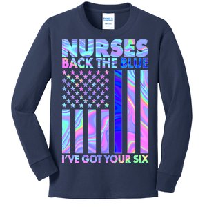 Nurses Back the Blue I've Got Your Six US Flag Kids Long Sleeve Shirt