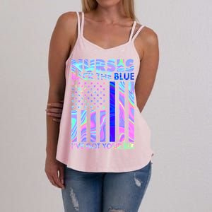 Nurses Back the Blue I've Got Your Six US Flag Women's Strappy Tank