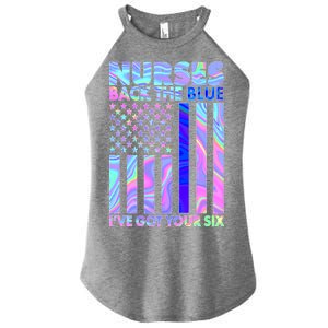 Nurses Back the Blue I've Got Your Six US Flag Women's Perfect Tri Rocker Tank