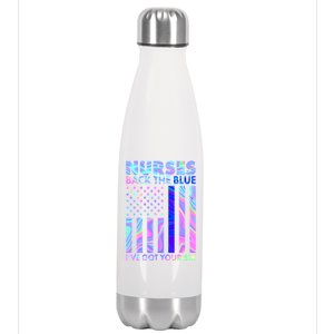 Nurses Back the Blue I've Got Your Six US Flag Stainless Steel Insulated Water Bottle