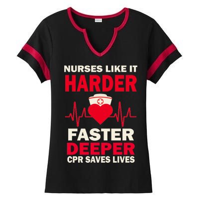 Nurses Like It CPR Save Lives Ladies Halftime Notch Neck Tee