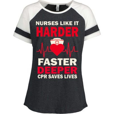 Nurses Like It CPR Save Lives Enza Ladies Jersey Colorblock Tee