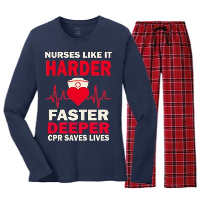 Nurses Like It CPR Save Lives Women's Long Sleeve Flannel Pajama Set 