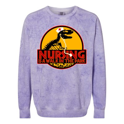 Nursing Is A Walk In The Park Funny Colorblast Crewneck Sweatshirt