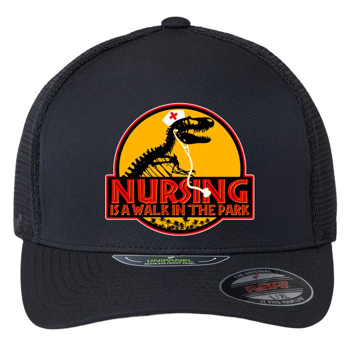Nursing Is A Walk In The Park Funny Flexfit Unipanel Trucker Cap