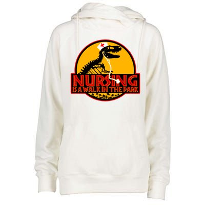 Nursing Is A Walk In The Park Funny Womens Funnel Neck Pullover Hood