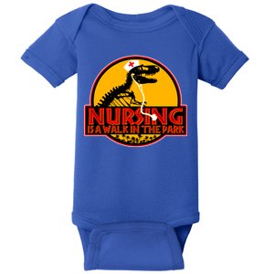 Nursing Is A Walk In The Park Funny Baby Bodysuit