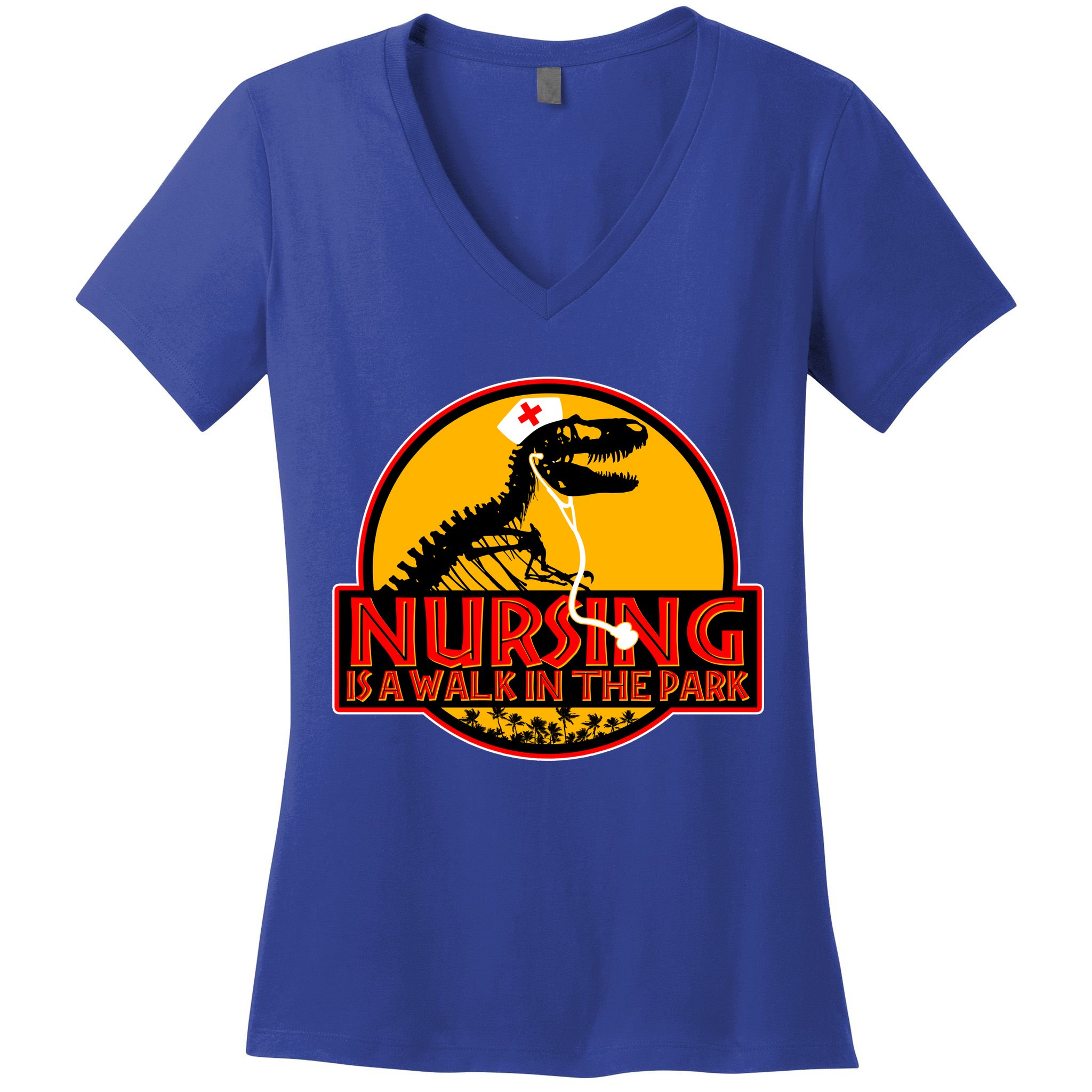 Nursing Is A Walk In The Park Funny Women's V-Neck T-Shirt