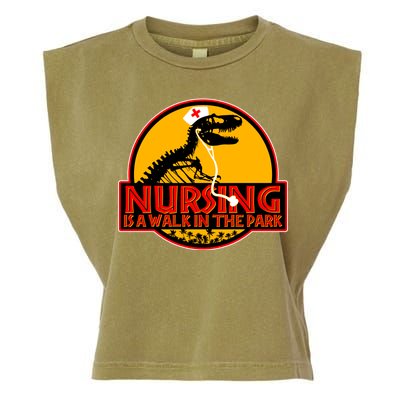 Nursing Is A Walk In The Park Funny Garment-Dyed Women's Muscle Tee