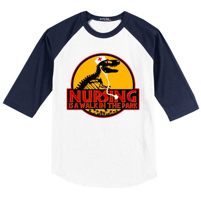 Nursing Is A Walk In The Park Funny Baseball Sleeve Shirt