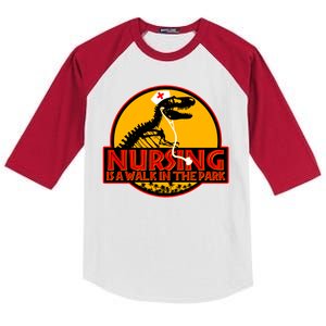 Nursing Is A Walk In The Park Funny Kids Colorblock Raglan Jersey