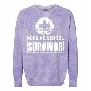 Nursing School Survivor Colorblast Crewneck Sweatshirt