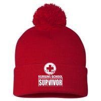 Nursing School Survivor Pom Pom 12in Knit Beanie