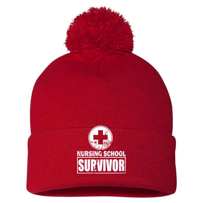 Nursing School Survivor Pom Pom 12in Knit Beanie