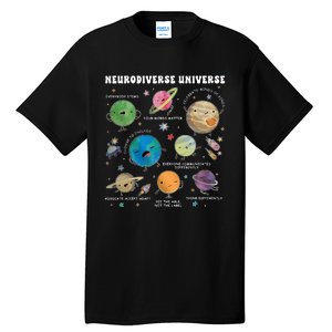 Neurodiverse Universe Space Planet Special Education Teacher Tall T-Shirt