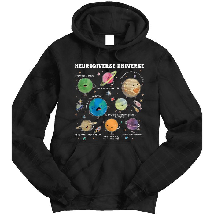 Neurodiverse Universe Space Planet Special Education Teacher Tie Dye Hoodie