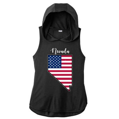 Nevada United States Map Ladies PosiCharge Tri-Blend Wicking Draft Hoodie Tank