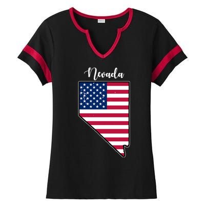 Nevada United States Map Ladies Halftime Notch Neck Tee