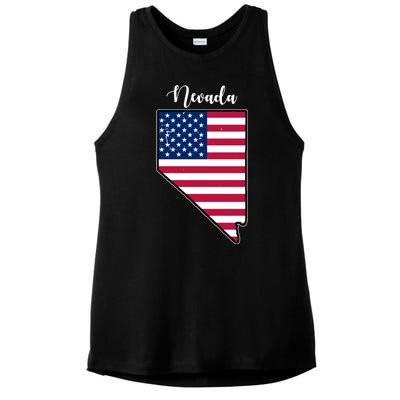 Nevada United States Map Ladies PosiCharge Tri-Blend Wicking Tank