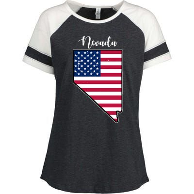 Nevada United States Map Enza Ladies Jersey Colorblock Tee