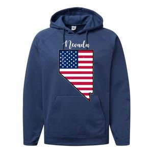 Nevada United States Map Performance Fleece Hoodie