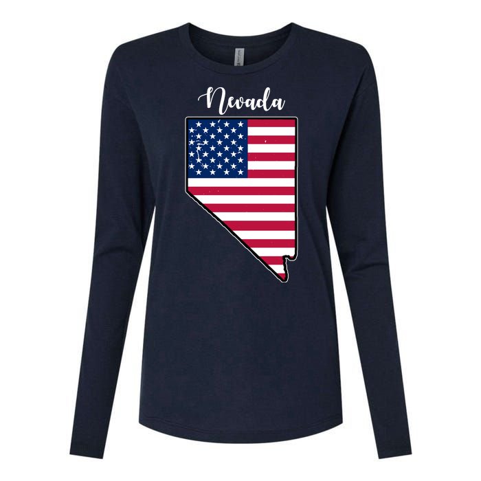 Nevada United States Map Womens Cotton Relaxed Long Sleeve T-Shirt