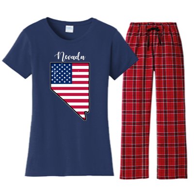 Nevada United States Map Women's Flannel Pajama Set