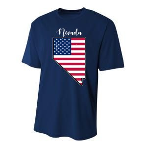 Nevada United States Map Performance Sprint T-Shirt