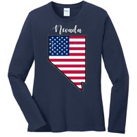 Nevada United States Map Ladies Long Sleeve Shirt