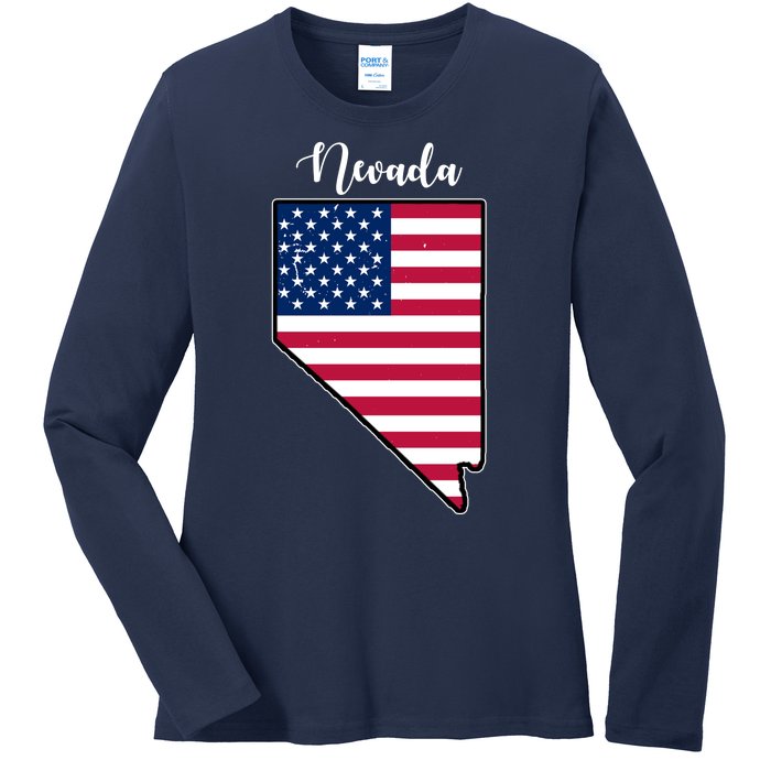 Nevada United States Map Ladies Long Sleeve Shirt